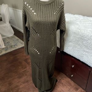 Maxi shredded cable knit sweater